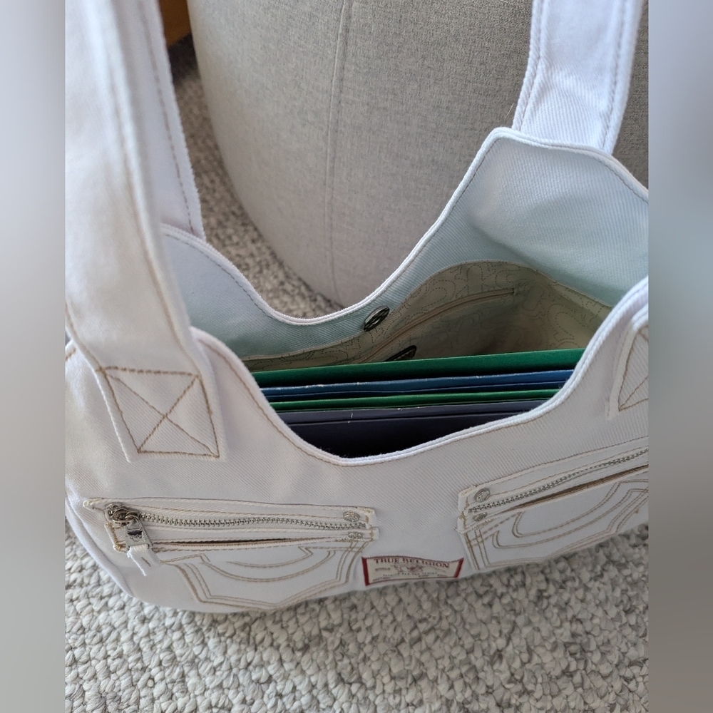 BNWT - True Religion White Tote/Crossbody/Shoulder/Beach/School Bag/Purse - Picture 15 of 16